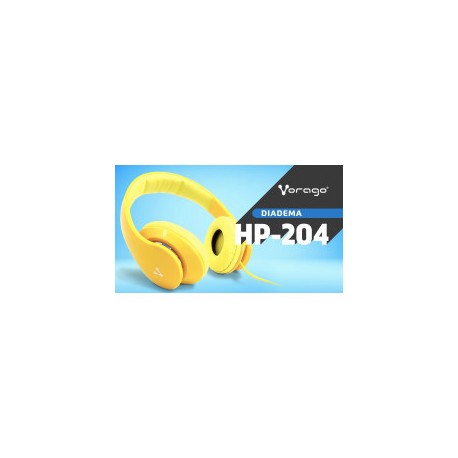 AUDIFONOS DE DIADEMA VORAGO HEADPHONES HP- 204 ALTA FIDELIDAD AMARILLO