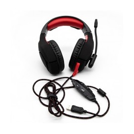 AUDIFONOS DE DIADEMA GAMER YEYIAN YDW-33402 WICKED SERIE 3000 ALAMBRICO 2.2M USB LED 3.5MM CABLE DE AUDIO Y MICROFONO COLOR NEG