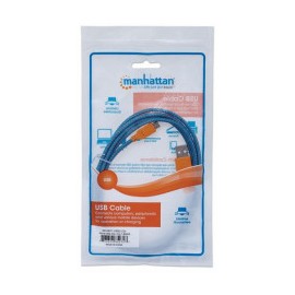 CABLE MANHATTAN USB V2.0 A-MICRO B 1.8M TEXTIL AZUL/NARANJA