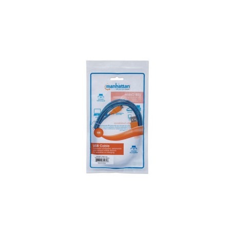 CABLE MANHATTAN USB V2.0 A-MICRO B 1.8M TEXTIL AZUL/NARANJA